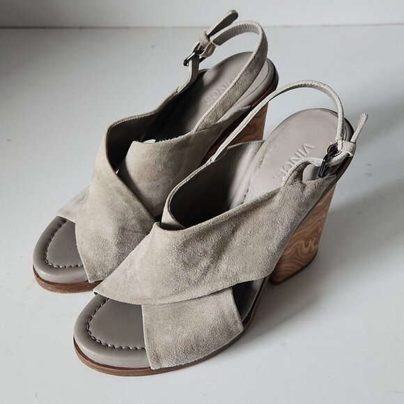 VINCE | Helena Sling Crisscross Suede Sandals in Gray Size 8M - Picture 3 of 7